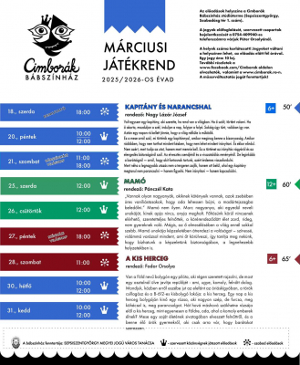 Cimborák Bábszínház: márciusi játékrend